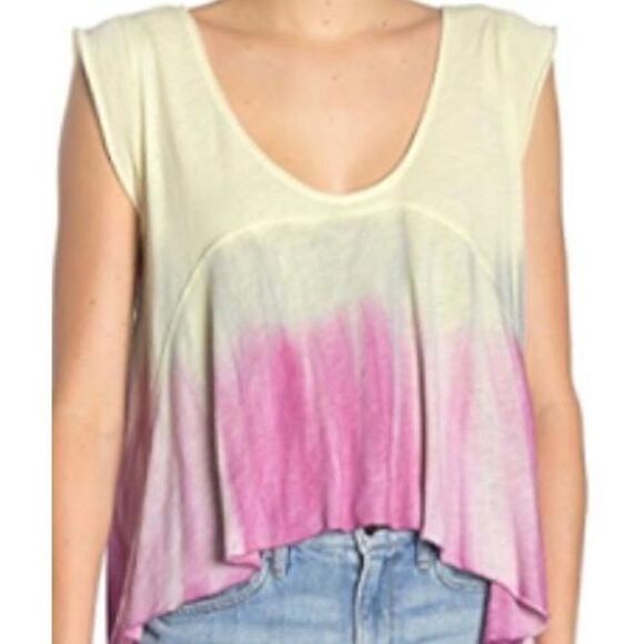 We the Free People Paradise Dip Dye in Raspberry Top Ombré T-Shirt Size Small - Picture 1 of 7
